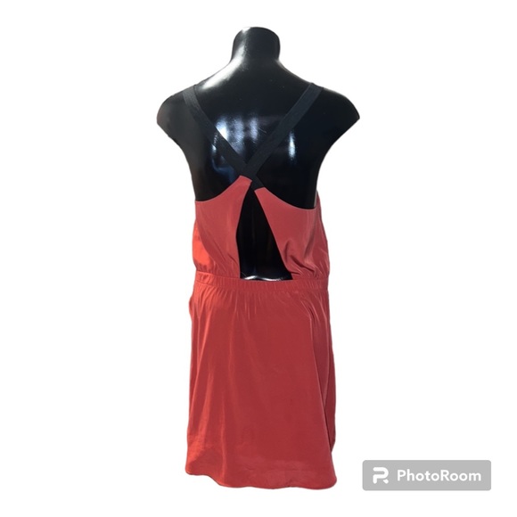 Short, Open Back, Halter Dress | Burnt Orange & Black | Size Small | Paula RC - Picture 2 of 6